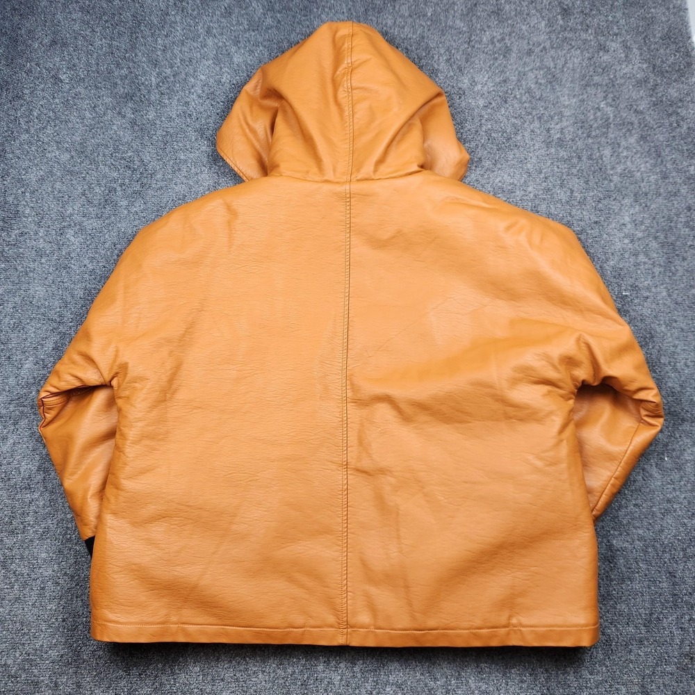 We The Free Jacket Womens XL Brown Vegan Leather Sherpa Lined Hooded Warm - Picture 6 of 9